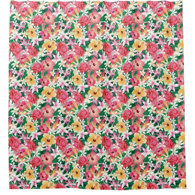 Tropischer Hibiskus-Blumenmuster 2 Duschvorhang (Vorderseite)
