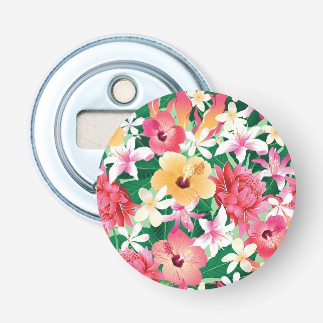 Tropischer Hibiskus Blumenmuster Flaschenöffner (Vorderseite)