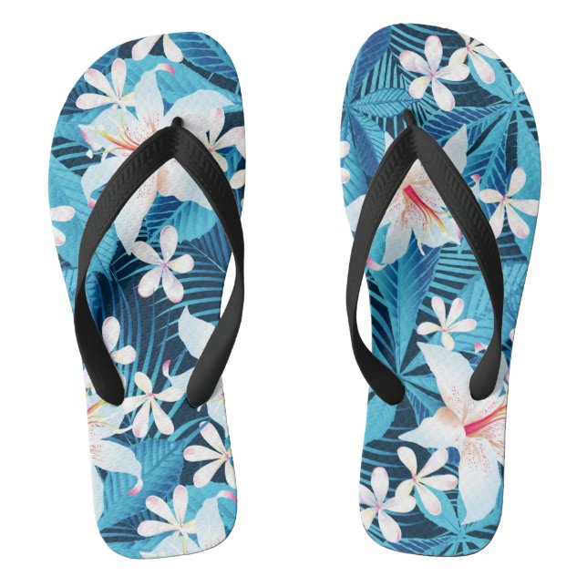 Tropischer Hibiskus Blumenmuster Flip Flops (Fußbett)