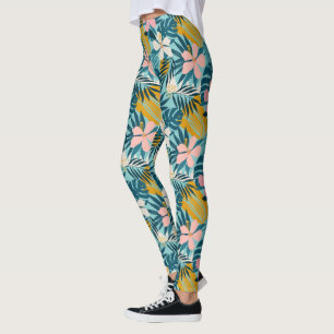 Tropischer Hibiskus Blumenmuster Leggings