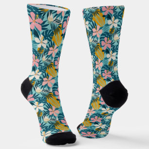 Tropischer Hibiskus Blumenmuster Socken