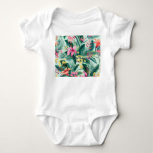 Tropischer Hibiskus: florales nahtloses Muster Baby Strampler