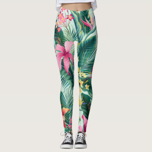 Tropischer Hibiskus: florales nahtloses Muster Leggings