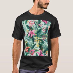 Tropischer Hibiskus: florales nahtloses Muster T-Shirt