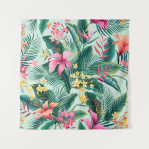 Tropischer Hibiskus: florales nahtloses Muster Wandteppich