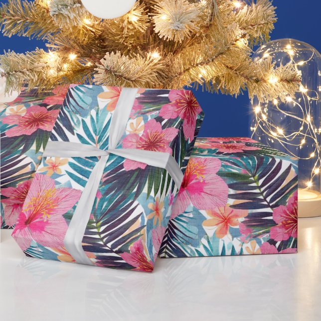 Tropischer Hibiskus Geschenkpapier (Feiertage)