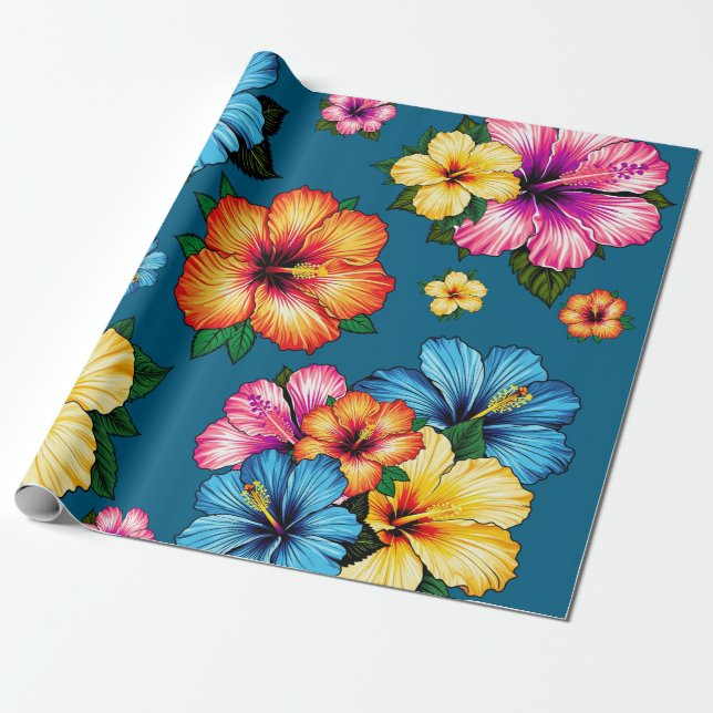 Tropischer Hibiskus Geschenkpapier (Ungerollt)