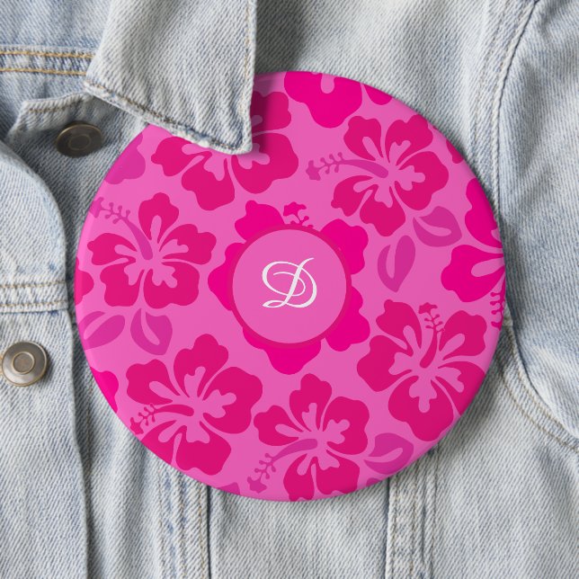 tropischer Hibiskus hawaii mädchenhafte Muster Button (Beispiel)