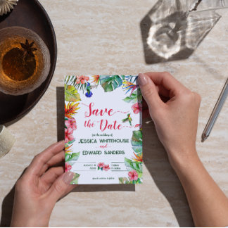 Tropischer Hibiskus Hawaiian Wedding rettet das Da Save The Date