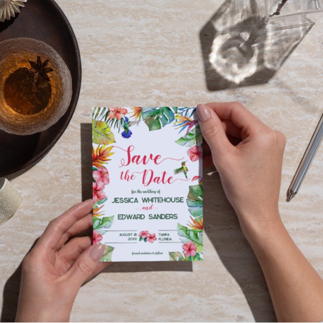 Tropischer Hibiskus Hawaiian Wedding rettet das Da Save The Date (Von Creator hochgeladen)
