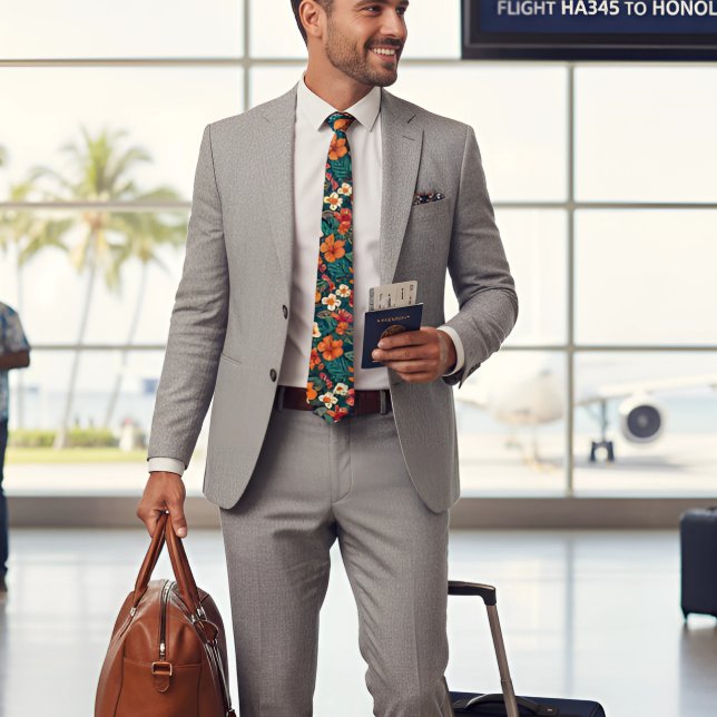 Tropischer Hibiskus Hawaiianische Flora Zwei-Seite Krawatte (Von Creator hochgeladen)