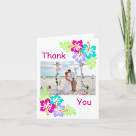 Tropischer Hibiskus - Hochzeit Dankeschön Note Car Dankeskarte
