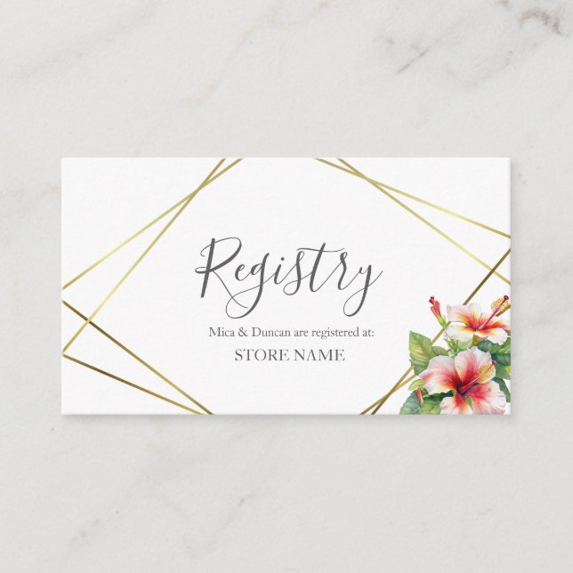 Tropischer Hibiskus-Hochzeitregister Begleitkarte (Vorderseite)