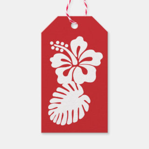 Tropischer Hibiskus in Kirsch-Geschenkanhänger Geschenkanhänger