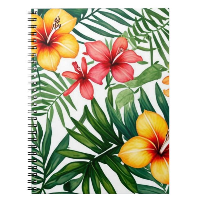 Tropischer Hibiskus-Jungle-Notebook Notizblock (Vorderseite)