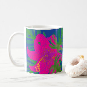 Tropischer Hibiskus Philodendron Tropisch Kaffeetasse