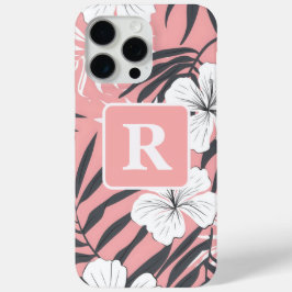 Tropischer Hibiskus Rosa personalisiert Monogramm Case-Mate iPhone Hülle