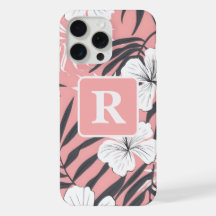 Tropischer Hibiskus Rosa personalisiert Monogramm