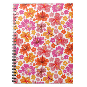 Tropischer Hibiskus - rosa und orange Notizblock