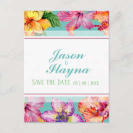 Tropischer Hibiskus Save the Date Postkarte