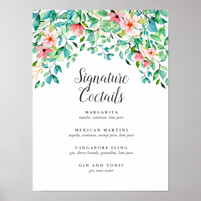 Tropischer Hibiskus | Signature-Cocktail-Menü-Zeic Poster (Vorne)