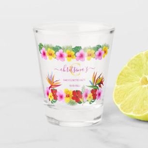 Tropischer Hibiskus-Strand-Junggesellinnenabschied Schnapsglas
