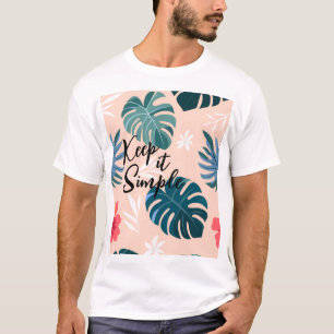 Tropischer Hibiskus und Monstera Leaf Muster T-Shirt