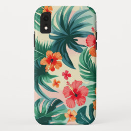 Tropischer Hibiskus und Palm Blätter Muster Case-Mate iPhone Hülle