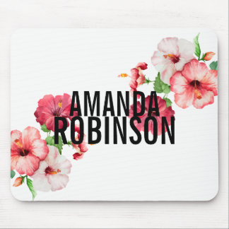 Tropischer Hibiskus Vintag Florals Fettschrift Mousepad