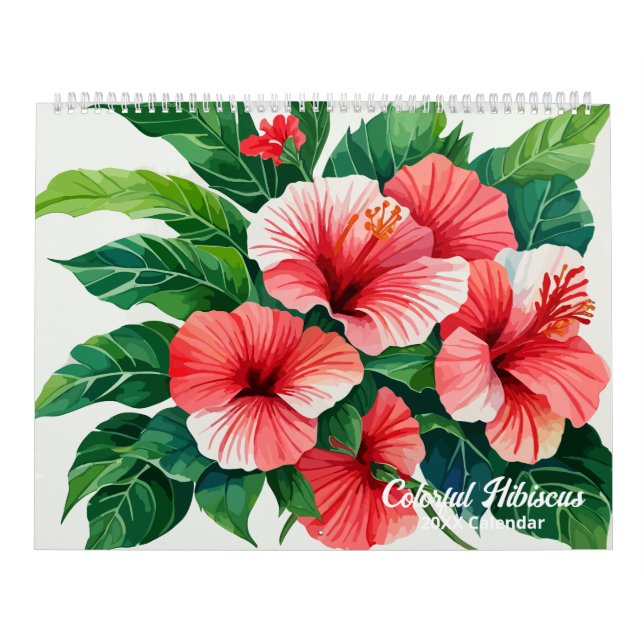 Tropischer Hibiskus Wasserfarbe Farbenfroher Kalen Kalender (Titelbild)