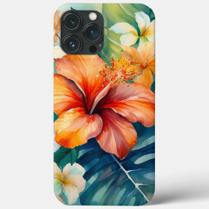 Tropischer Hibiskus Wasserfarbe Hawaiischer Garten Case-Mate iPhone Hülle