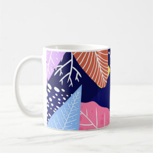 Tropischer Hintergrund mit Dschungel-Pflanze. Palm Kaffeetasse