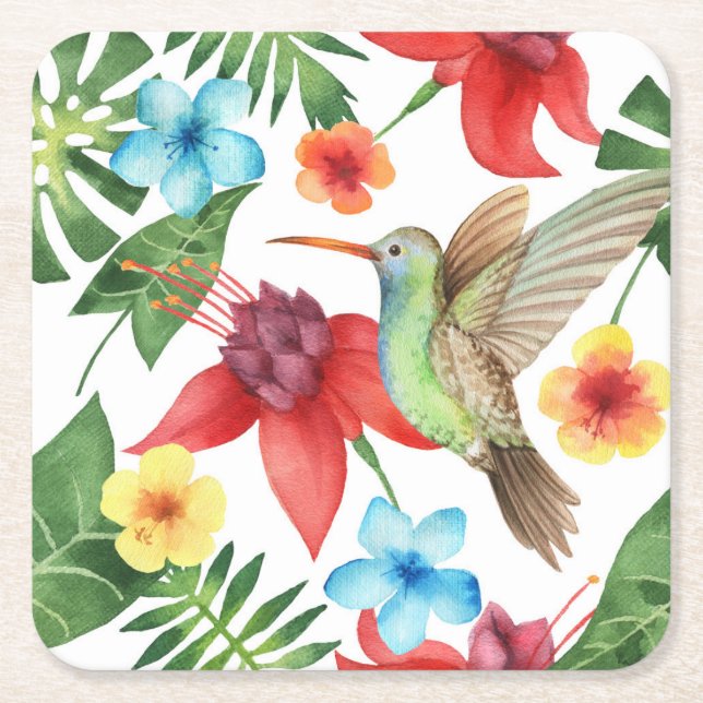 Tropischer Hummingbird 2 Rechteckiger Pappuntersetzer (Vorderseite)