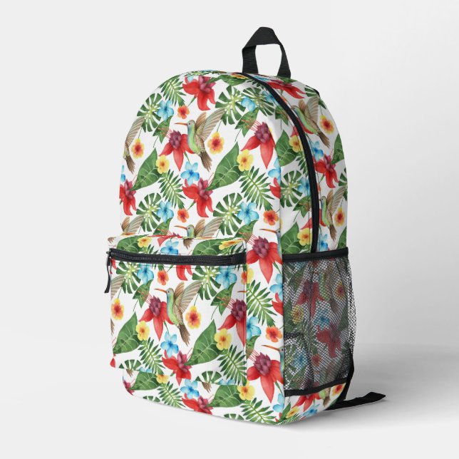 Tropischer Hummingvogel Bedruckter Rucksack (Rückseitige Ecke Rechts)