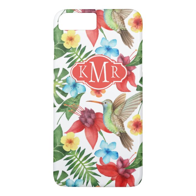 Tropischer Hummingvogel| Monogramm Case-Mate iPhone Hülle (Rückseite)