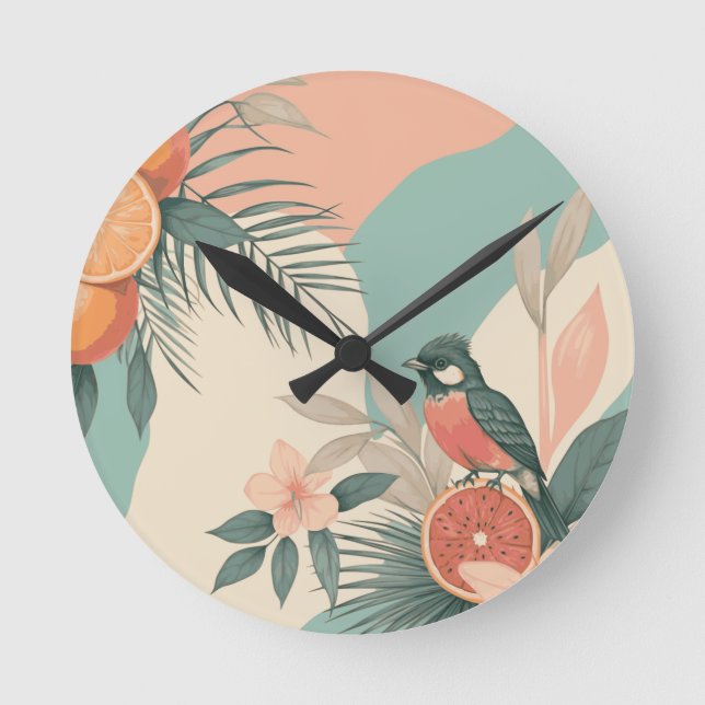 Tropischer Hummvogel Runde Wanduhr (Vorderseite)