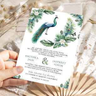 Tropischer indischer Pfau Floral Alles-in-einem-Ho Einladung