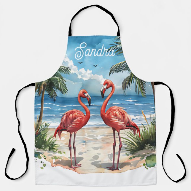 Tropischer Insel Flamingo Schürze (Vorderseite)