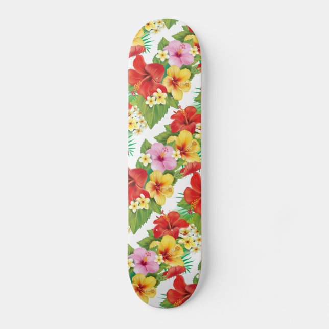 Tropischer Insel-Hibiskus Skateboard (Vorderseite)