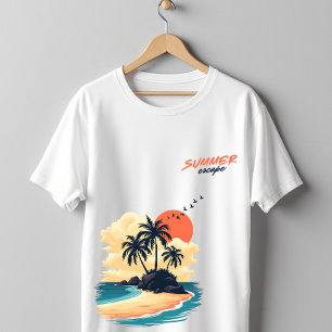 Tropischer Insel-Sonnenuntergang Sommerflucht T-Shirt
