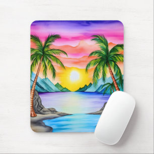Tropischer Inselstrand Sonnenuntergang Mousepad