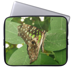 Tropischer, irrisierender grüner Schmetterling-Lap Laptopschutzhülle