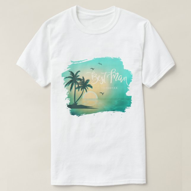 Tropischer Isle Trauzeuge Aquamarin ID581 T-Shirt (Design vorne)