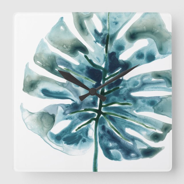 Tropischer Jewel Palm Quadratische Wanduhr (Vorderseite)