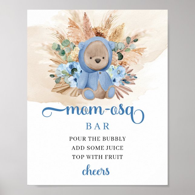 Tropischer Junge Teddy Bärenblumen Mama-Osa-Bar Poster (Vorne)