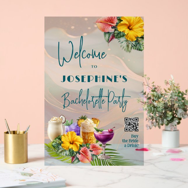 Tropischer Junggeselinnen-Abschied Acrylschild (Hochzeit)