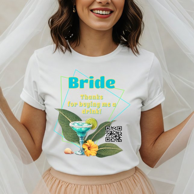Tropischer Junggeselinnen-Abschied Brides QR-Code Tri-Blend Shirt (Von Creator hochgeladen)