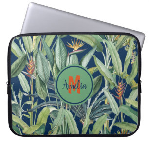 Tropischer Jungle Banana Tree Strelitzia Monogramm Laptopschutzhülle
