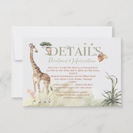 Tropischer Jungle Hochzeitsdetails und Infokarte RSVP Karte