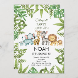 Tropischer Jungle Safari Tiere Einladung zum Gebur